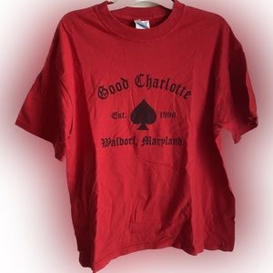 Vintage 2002 Good Charlotte red spade design band tee est 1996 Y2K punk